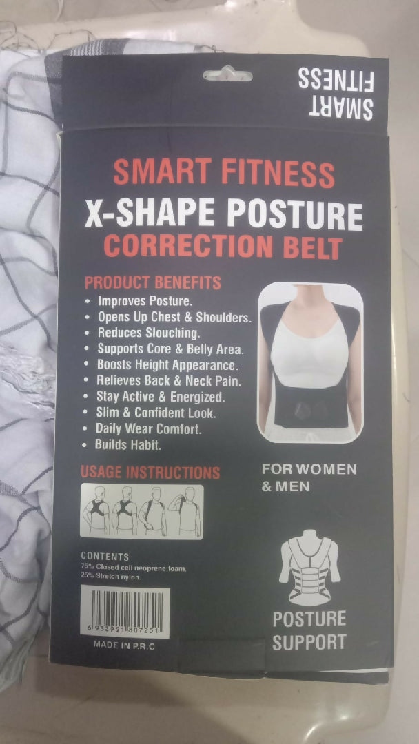 Smart Fitness X-Shape Posture Correction Belt Back Shoulder Support for Men Women