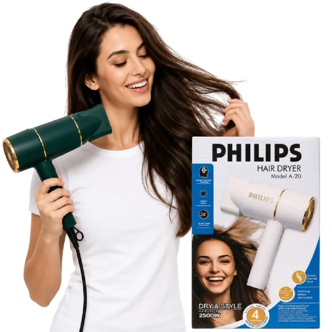 PHILIPS A-20 Hair Dryer 2500W Salon Performance Hair Dryer Intelligent Style Adapt Technology Negative Ions