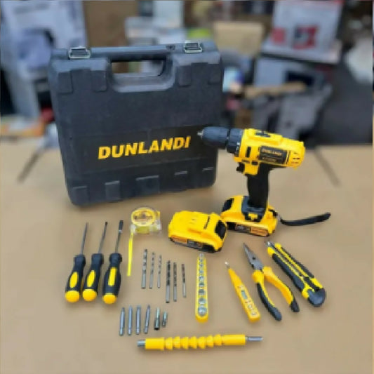 Double Battery Dunlandi 24V Rechargeable Drill Machine Tools Box Set