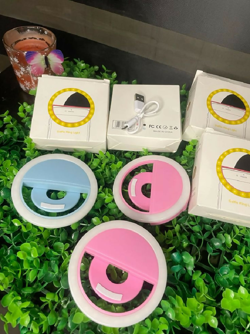 Rechargeable Mini Selfie Ring Light Portable Clip on LED Fill Light with 3 Brightness Levels for Smartphones Tablets And Laptops