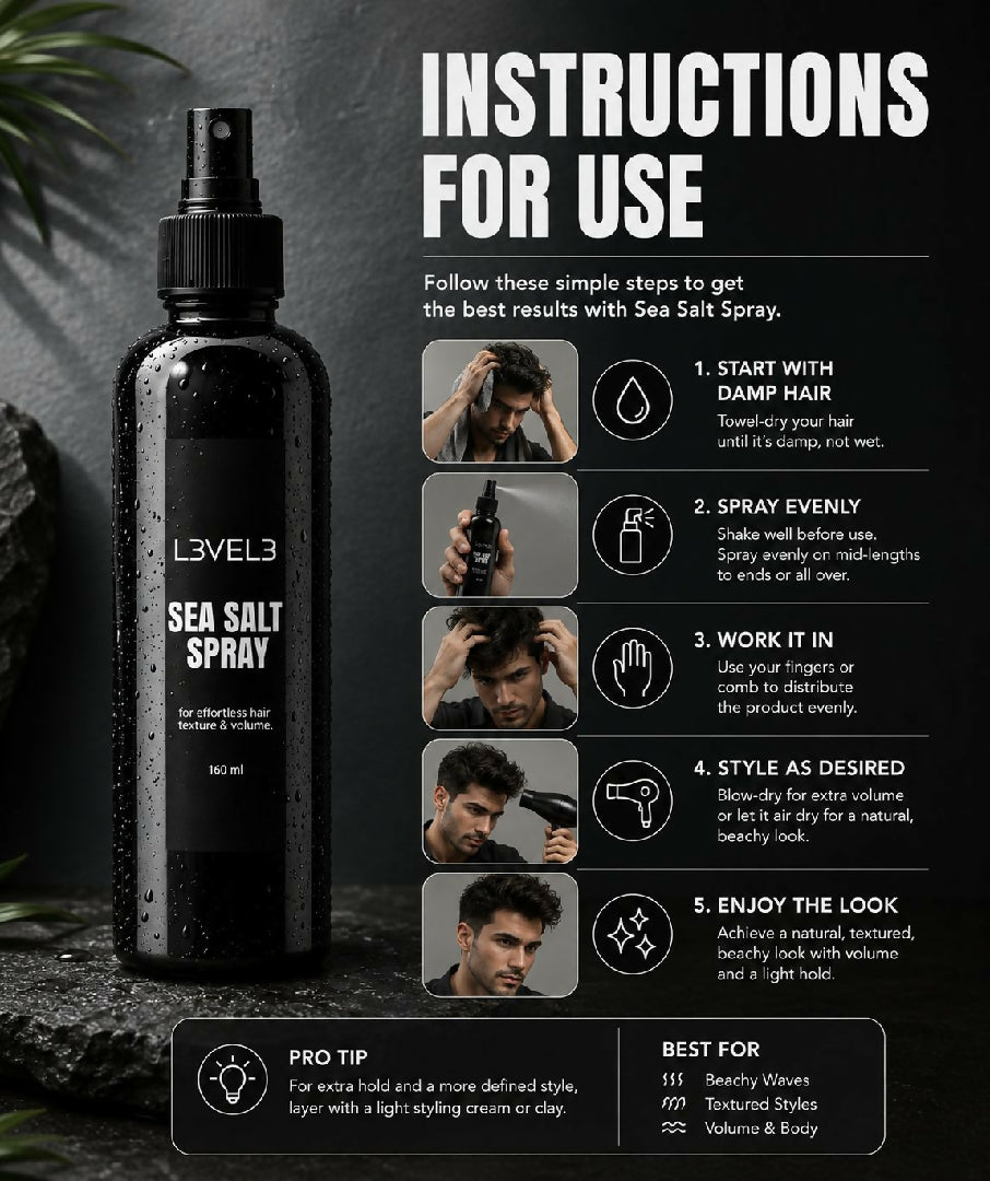 Sea Salt Spray by Vibe Tribe 160ml for Effortless Hair Texture and Volume Hair Styling Spray