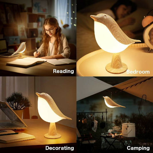 Small Desk Lamp Bird Cordless Table Lamp with 3 Color Temperature Dimmer and Touch Sensor Rechargeable Battery Night Light for Kids Bedroom