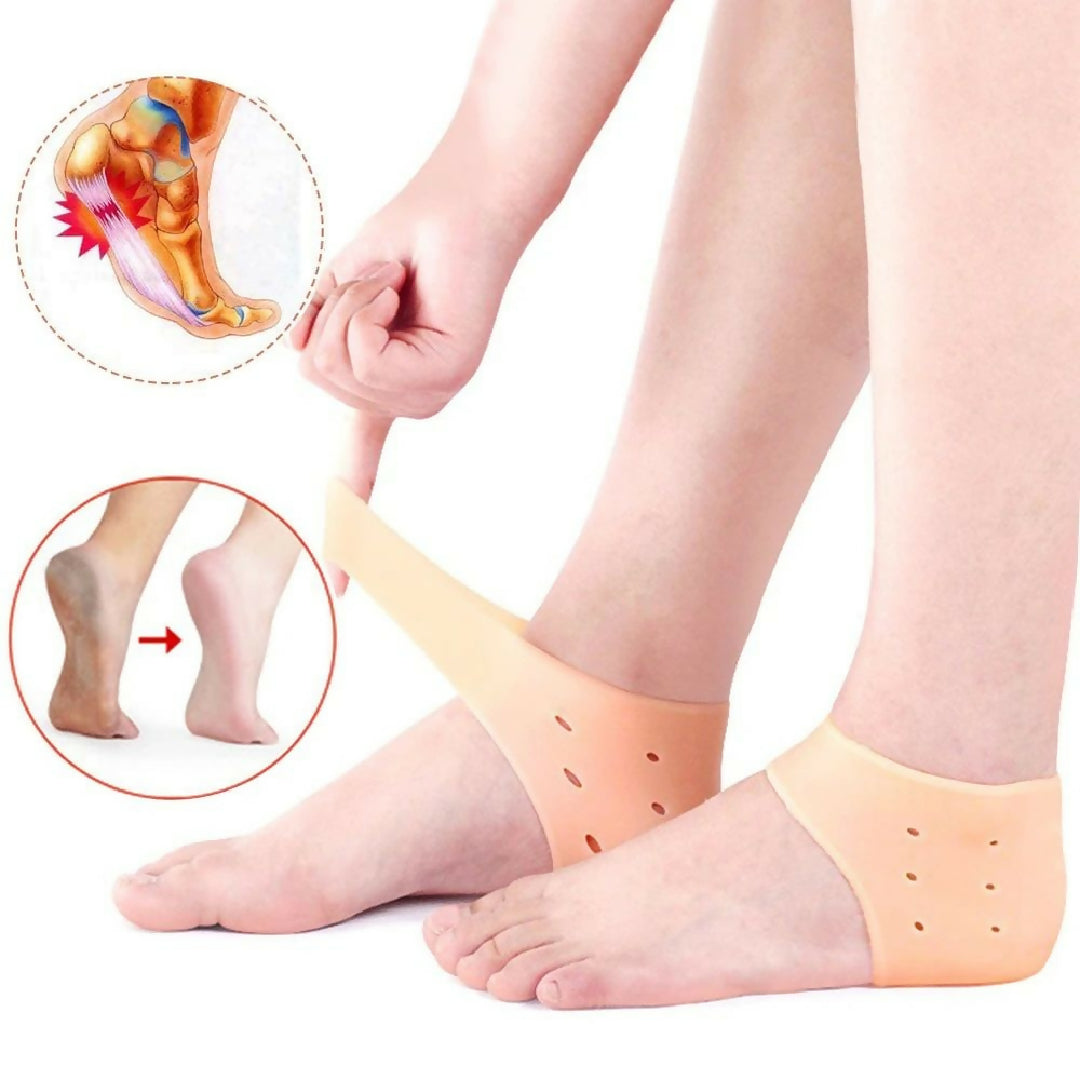 Silicone Heel Pads Anti Crack Heel Protector Heel Protectors Set Silicone Half Heel Anti Crack Covers Silicone Moisturizing Gel Heel Anti Crack Socks