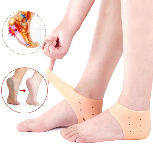 Silicone Heel Pads Anti Crack Heel Protector Heel Protectors Set Silicone Half Heel Anti Crack Covers Silicone Moisturizing Gel Heel Anti Crack Socks