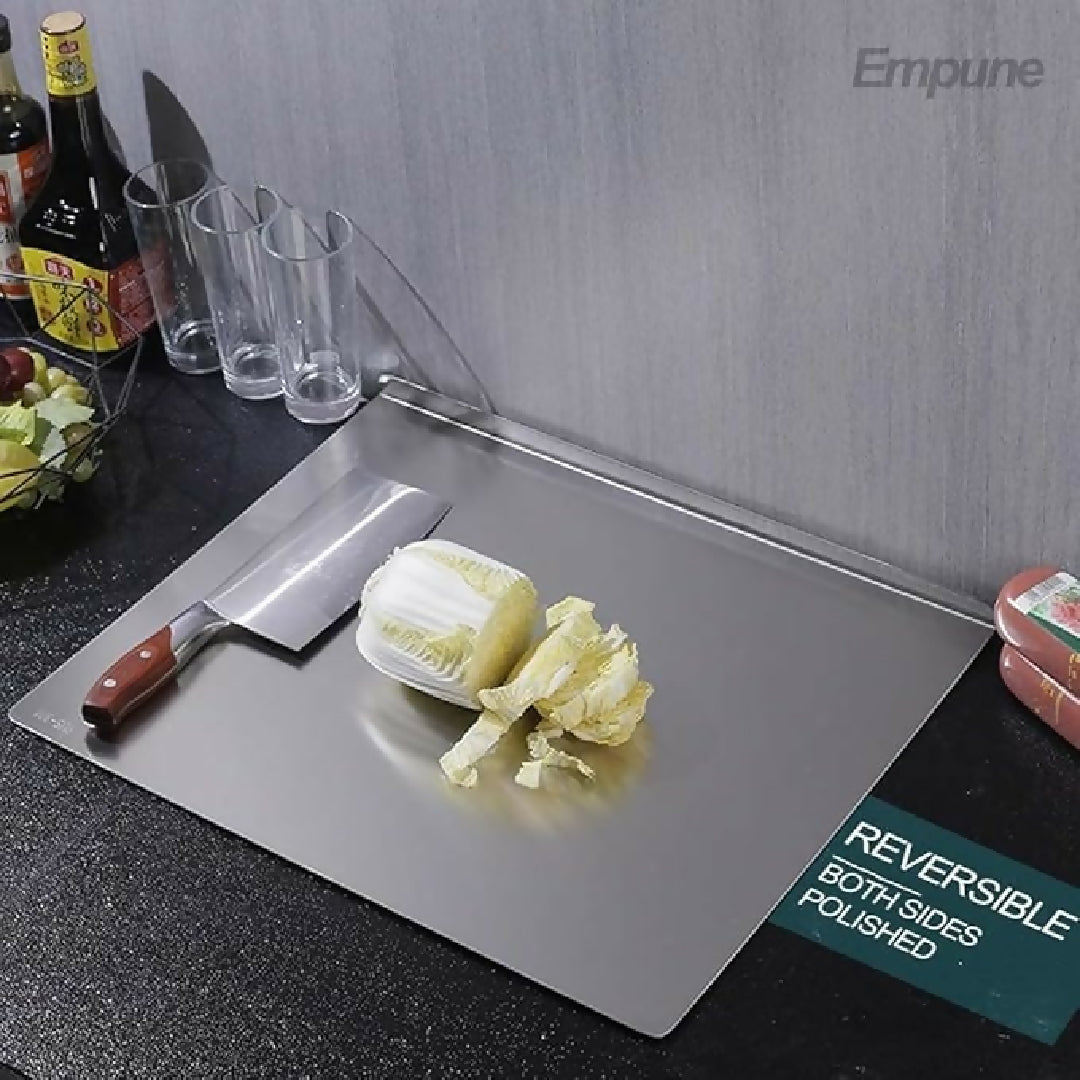 Marble Cutting Board Slab with Pure Stainless Steel Fitting