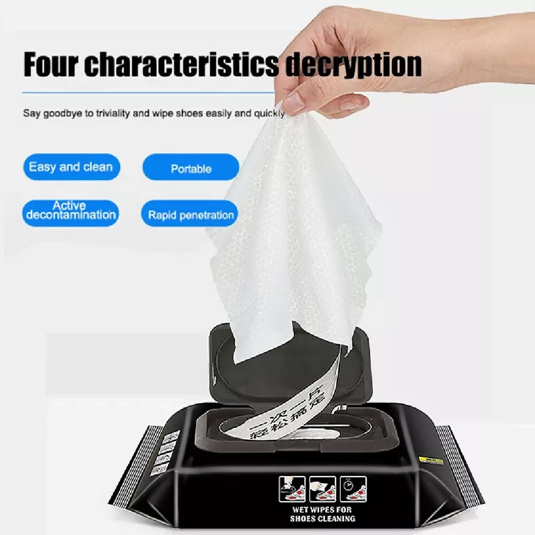 Disposable Shoe Cleaning Wipes - Quick Shine Clean Wet Wipes - 80 Wipes In 1 Packet