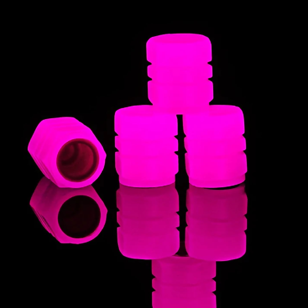 PACK OF 4 Glow in The Dark Tire Valve Caps Fluorescent Stem Car Universal Air Cap Auto Covers Cars Motorcycles SUV Trucks Bikes Accessories Random Colors
