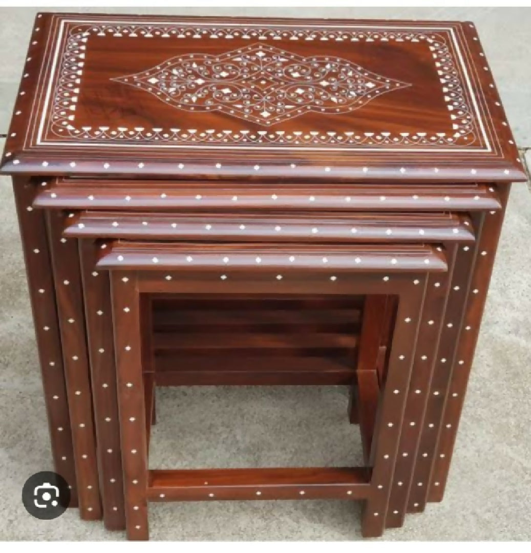 WOODEN TABLES 4 PIECES