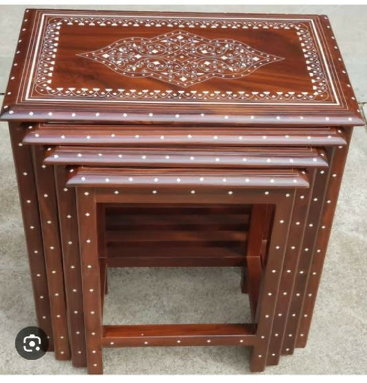 WOODEN TABLES 4 PIECES