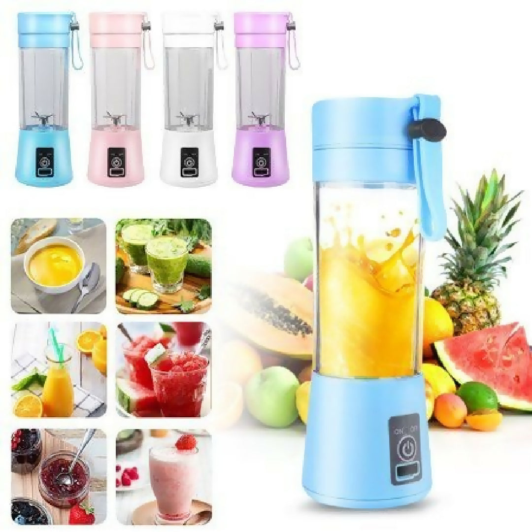 Rechargeable Portable Mini Juicer Blender - 6 Blades 380ml Outdoor Juicing Cup Random Color - With Box