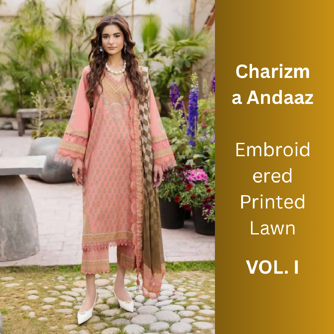 𝐂𝐡𝐚𝐫𝐢𝐳𝐦𝐚 𝐀𝐧𝐝𝐚𝐚𝐳 𝐕𝐨𝐥 𝟏 𝐄𝐦𝐛𝐫𝐨𝐢𝐝𝐞𝐫𝐞𝐝 𝐏𝐫𝐢𝐧𝐭𝐞𝐝 𝐋𝐚𝐰𝐧 𝐒𝐮𝐢𝐭 𝐰𝐢𝐭𝐡 𝐄𝐦𝐛𝐫𝐨𝐢𝐝𝐞𝐫𝐞𝐝 𝐂𝐡𝐢𝐟𝐟𝐨𝐧 𝐃𝐮𝐩𝐚𝐭𝐭𝐚 (𝟑-𝐏𝐢𝐞𝐜𝐞)