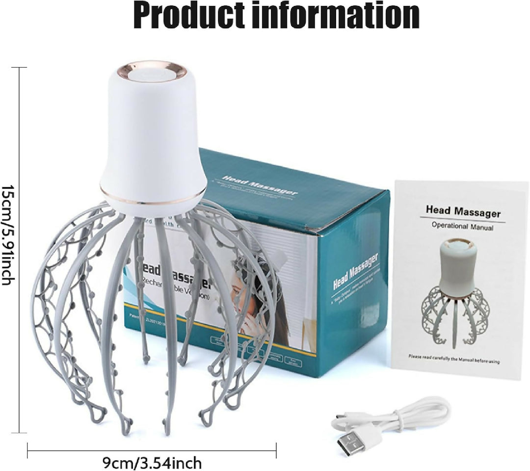 Electric Scalp Massager Octopus Shaped Scalp Massager with 12 Claws 500 mAh 3 Mode Scalp Massage Tool with Handle Compact Head Massager for Stress and Headache Relief and More