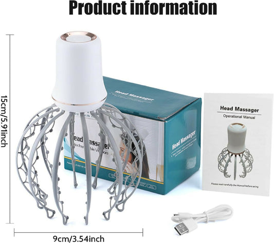 Electric Scalp Massager Octopus Shaped Scalp Massager with 12 Claws 500 mAh 3 Mode Scalp Massage Tool with Handle Compact Head Massager for Stress and Headache Relief and More