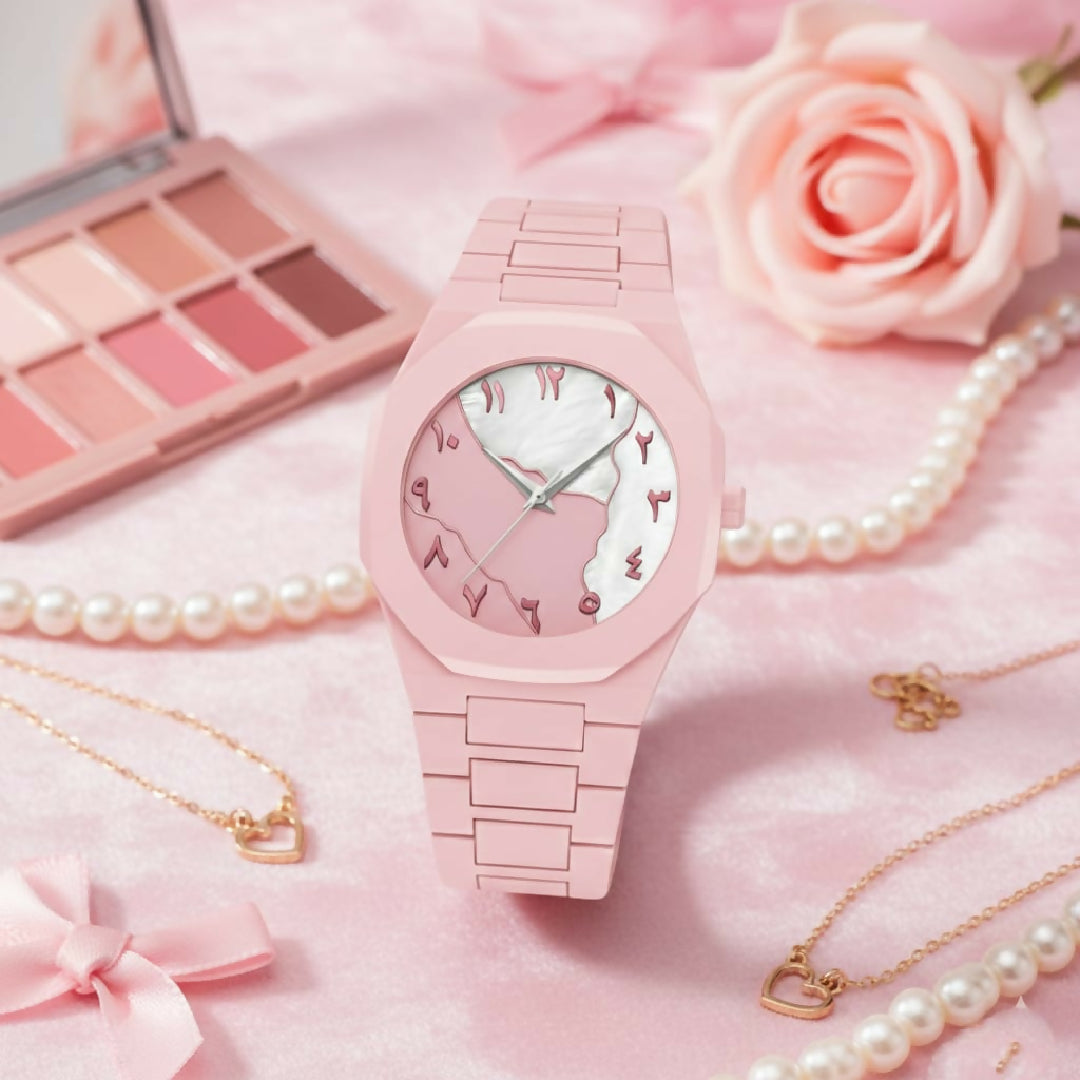 Ladies Luxury Arabic Dial Watch Water Resistant Stylish Colorful Timepiece