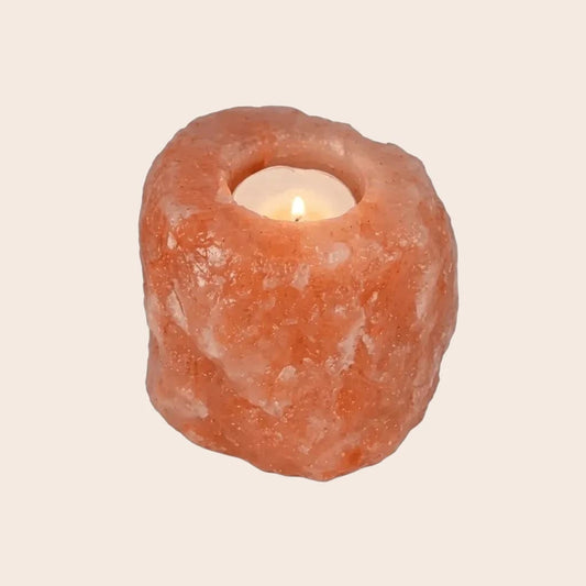 Hand-Carved Himalayan Pink Salt Candle Holder | Natural Tealight Holder for Warm Ambiance