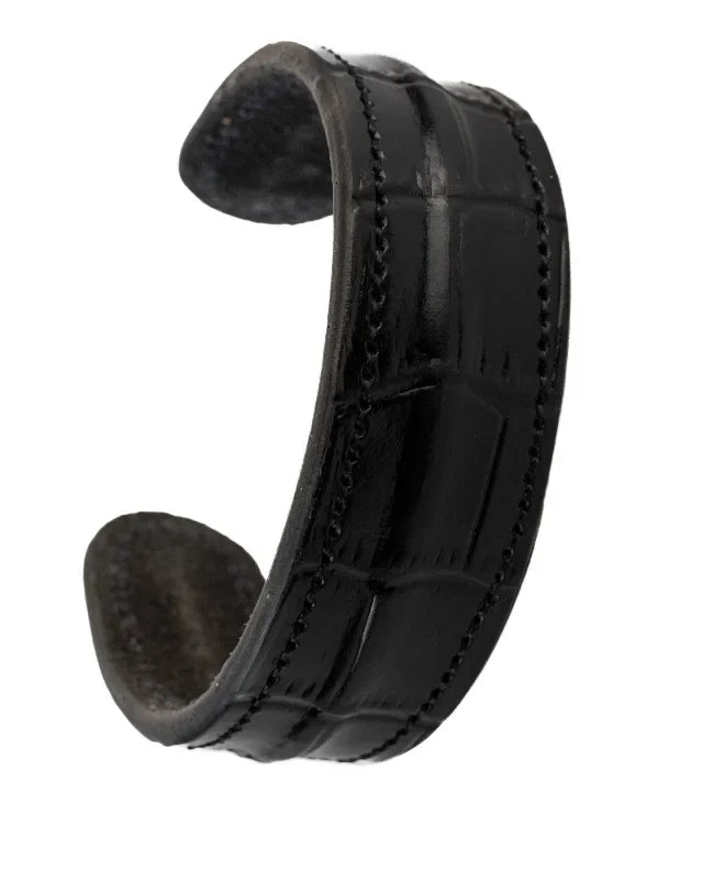 The Grit - Black Croc - Kara Style Leather Bracelet / Leather Cuff