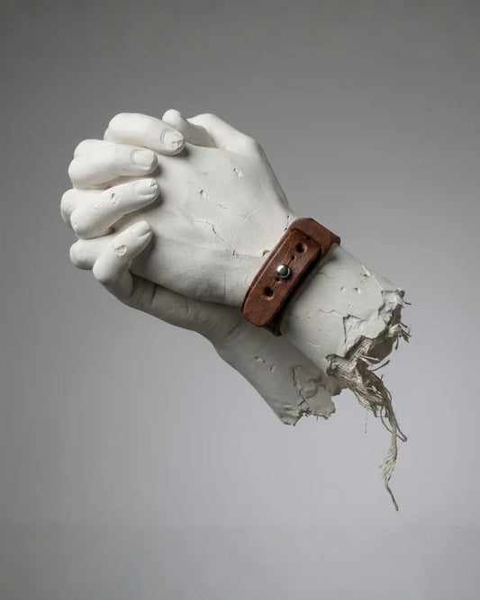 Blaire - Rugged Wood Brown Leather Bracelet (Unisex)