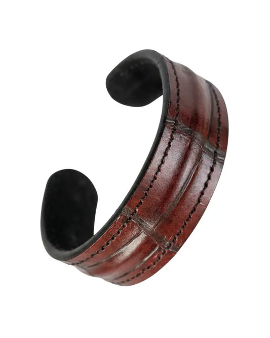 The Grit - Red Brown Croc - Kara Style Leather Bracelet / Leather Cuff