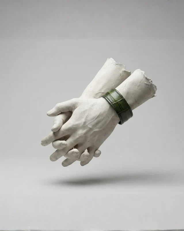 The Grit - Green Croc - Kara Style Leather Bracelet / Leather Cuff