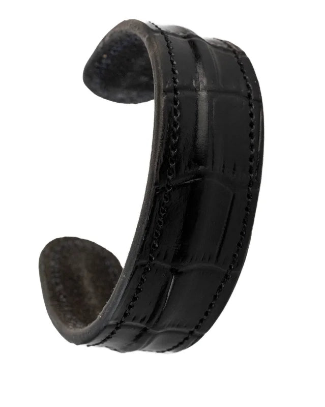 The Grit - Black Croc - Kara Style Leather Bracelet / Leather Cuff