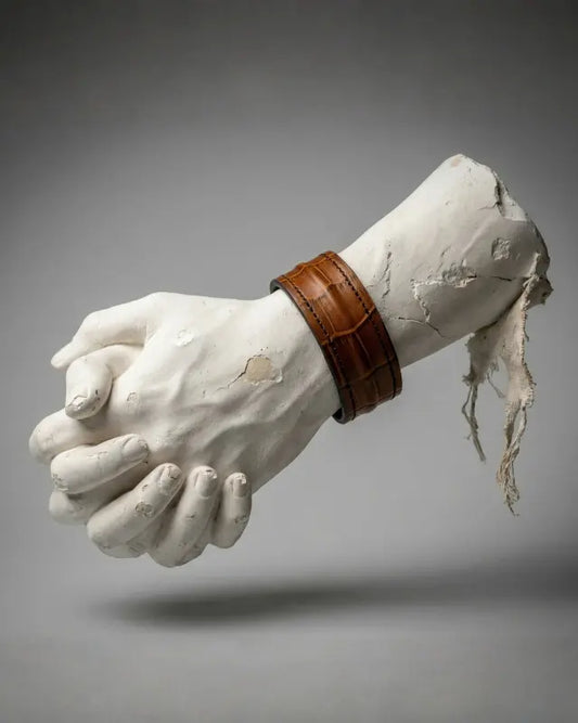 The Grit - Tan Brown Croc - Kara Style Leather Bracelet / Leather Cuff