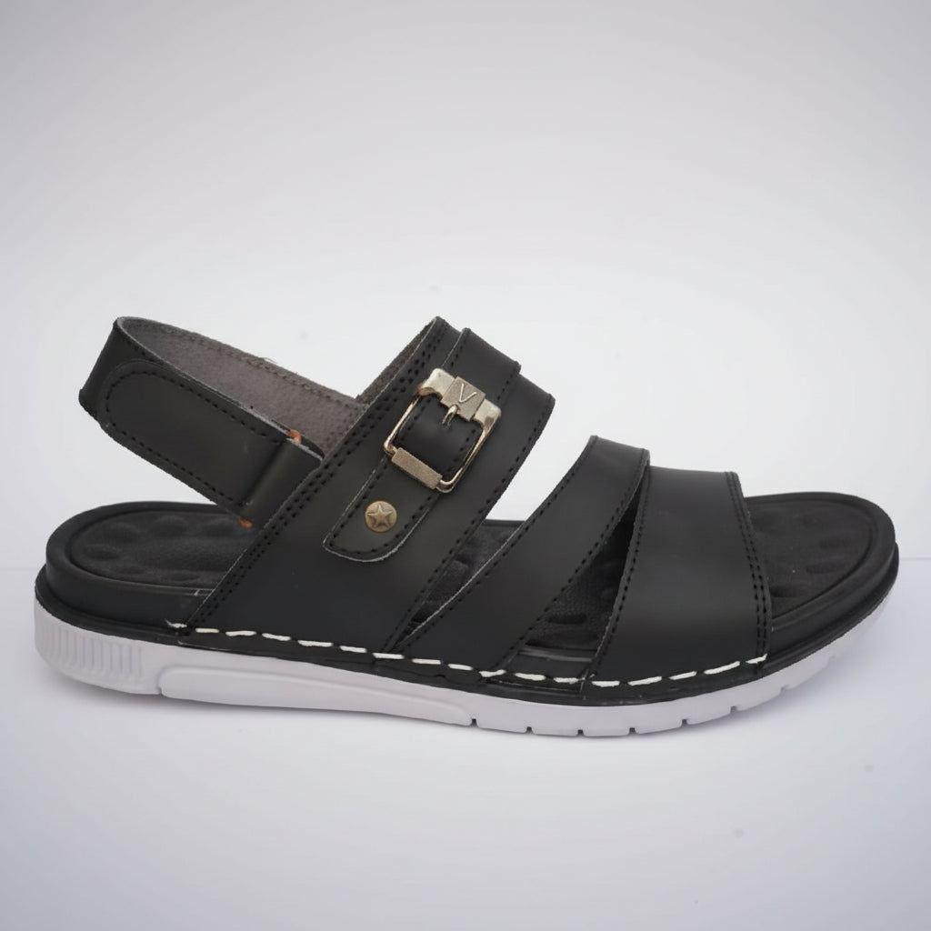 Leather sandals for men colour black