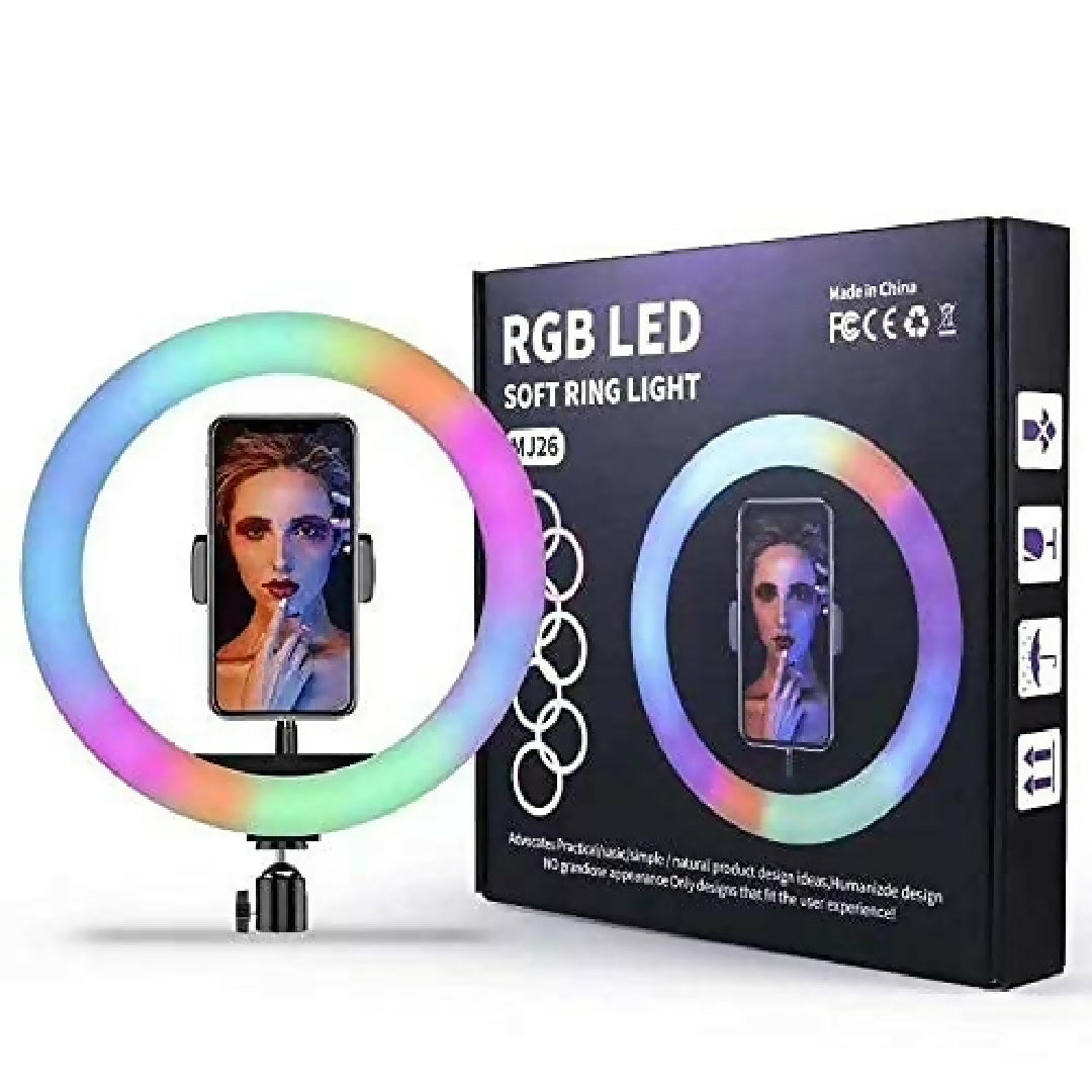 26Cm MJ26 102 RGB Led Soft Ring Light Soft Ring Light with Lighting and Smart Phone Holder