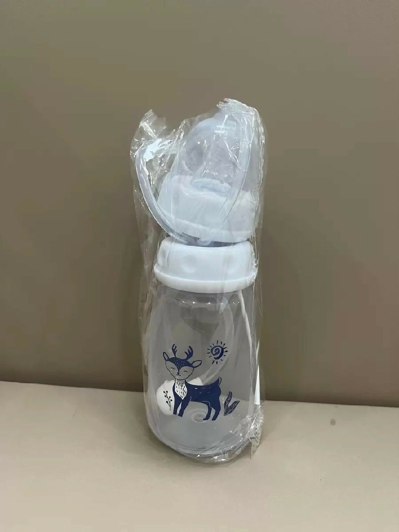 Baby Hands Free Feeder Bottle 150ml BPA Free Anti Colic Self Feeding Baby Bottle with Straw Brush Random Color