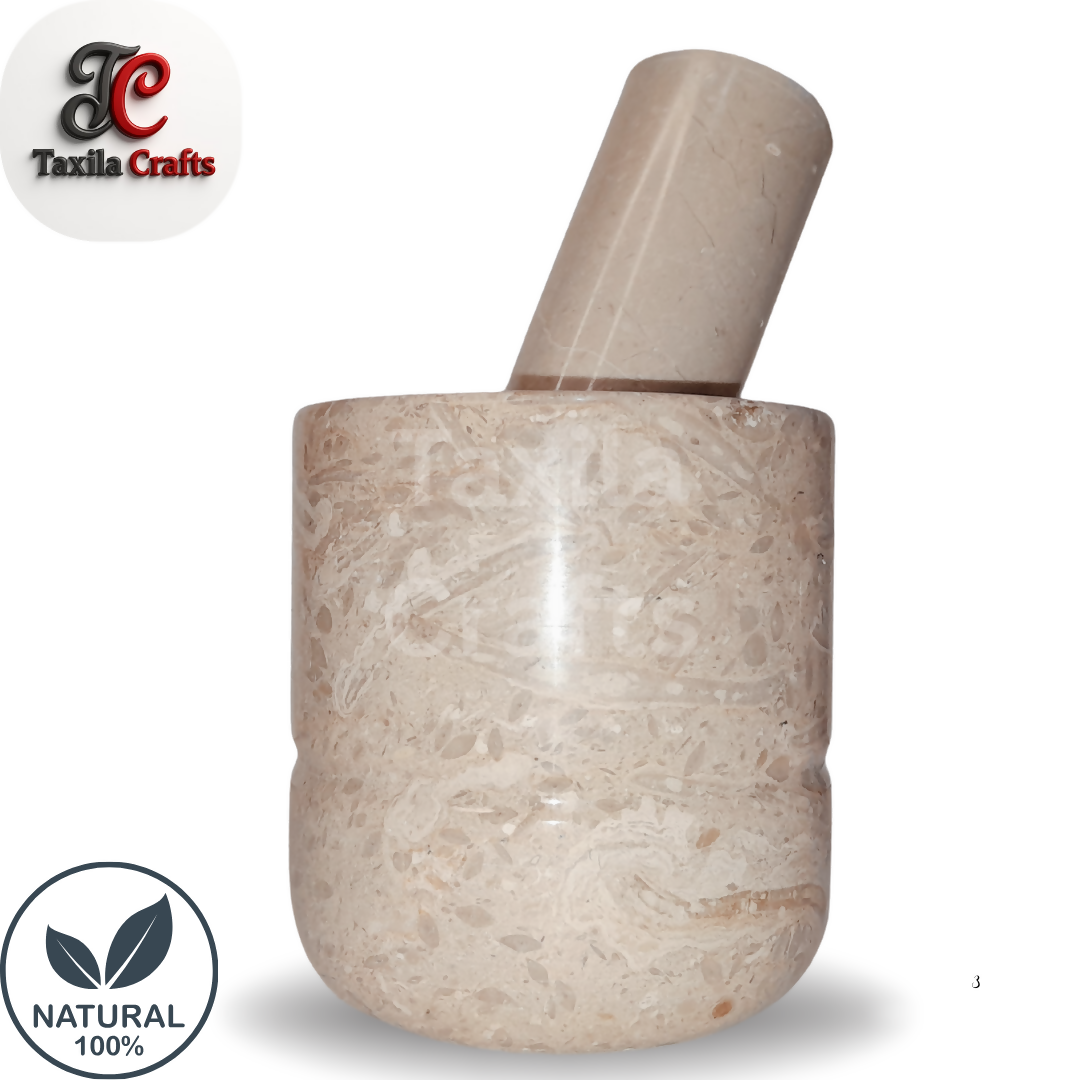Small Size Teak Wood Marble Mortar Pestle 3 Inch Round Natural Stone Grinder