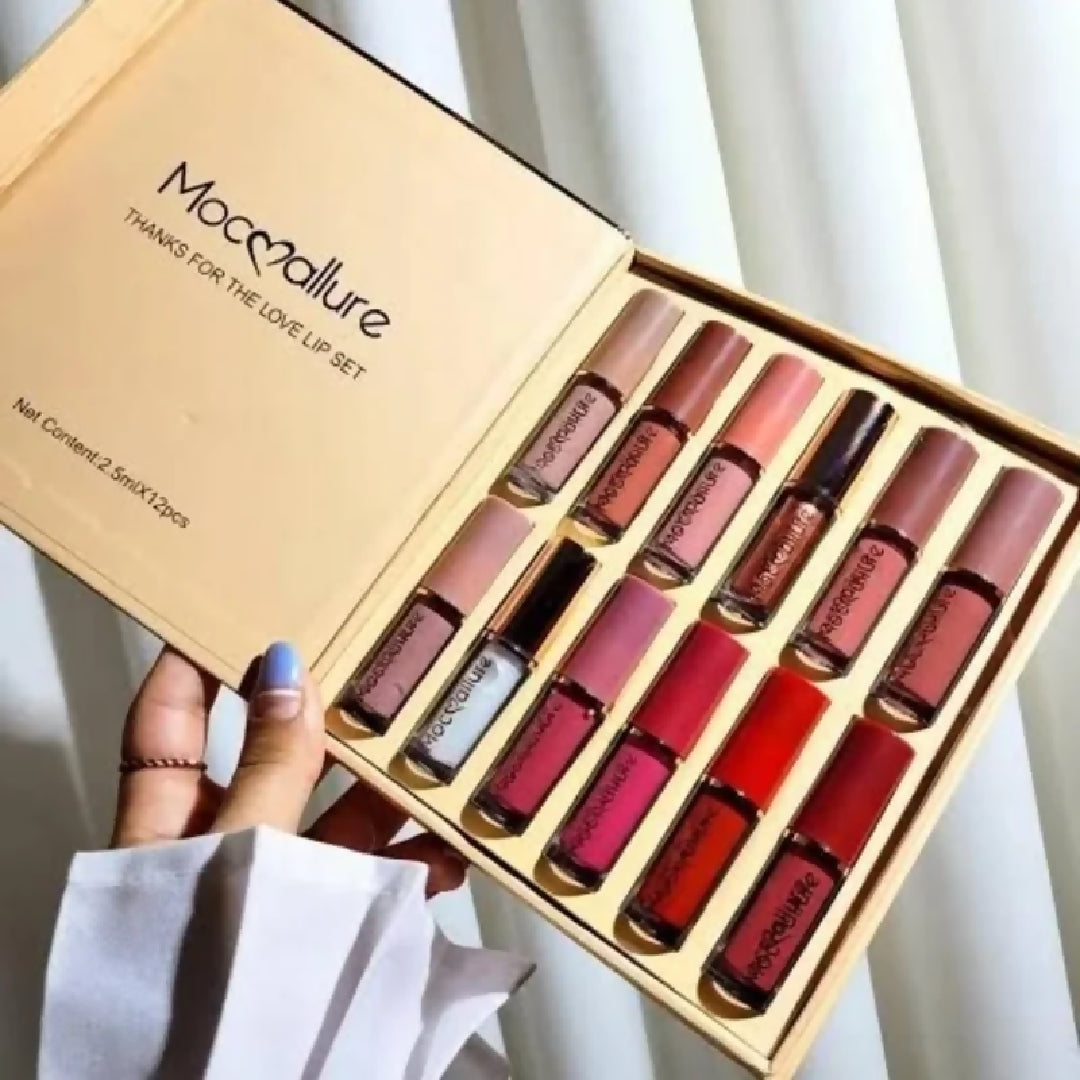 12 Pcs Mocallure Matte Liquid Lipstick Set High-Pigment Waterproof and Long-Lasting