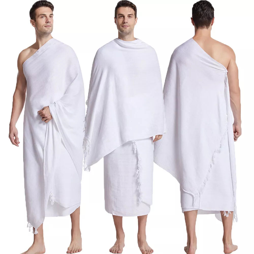Ihram for Hajj and Umrah  100% Cotton Soft Breathable and Absorbent Towel Cloth 45 x 90 Inches