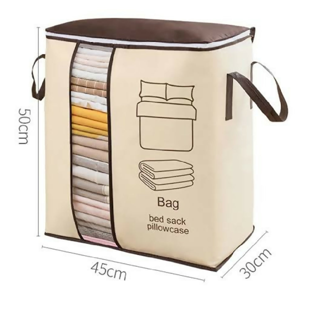 Large Non-woven Portable Clothes Storage Bag Clothing Organizer - 120 gsm - Random Color