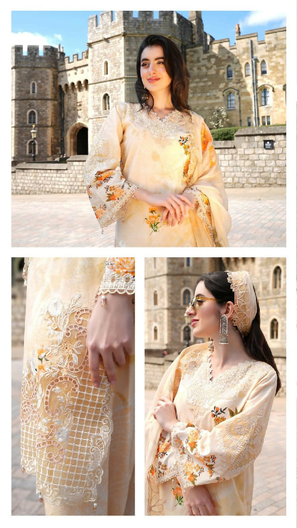 Printkari 3 Piece Unstitched Embroidered