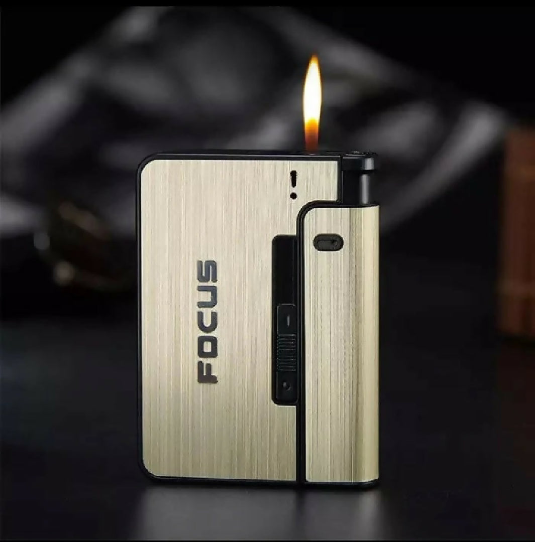 Focus Automatic Lighter Automatic Cigarettes Holder 10 Pcs Cigarette Case Portable Automatic Cigarette Holder Without Lighter Metal Cigarette Boxes Lighter Gadget For Men Multifunction Cigarette Holder