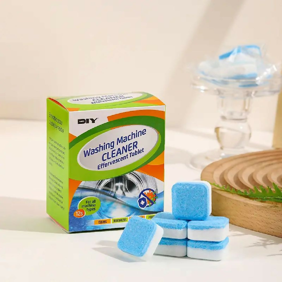 12 Pcs Washing machine detergent cleaner deep cleaning tablets for front loader top load washer clean laundry tub seal