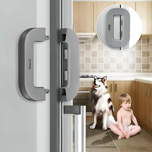 Child Safety Refrigerator Lock - Refrigerator Door Lock - Self Adhesive Freezer Door - Double Safety Button - Home Safe Design - Child Proof Refrigerator Door Lock - Random Multi Color