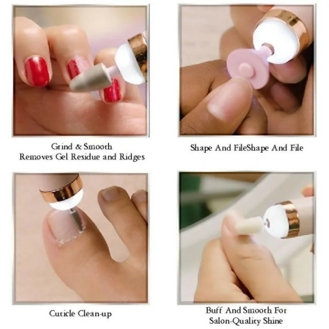 Rechargeable Flawless Salon Nail Finishing Touch Electric Nail Drill Bits File Tool Set Nail Filer Bits File Tool Set Nail Polish Remover Machine