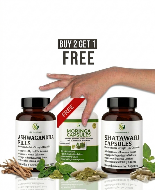 Shaadi Course Bundle Buy 2(Ashwagandha 100 + Shatavari 100) Get One Free Moringa Capsules 100
