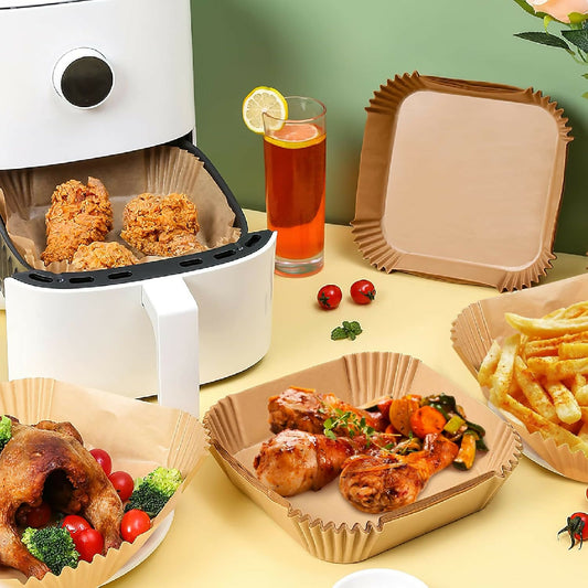 New Air Fryer Paper Liners Disposable 50Pcs Parchment Paper Square Water proof Oil proof Non stick