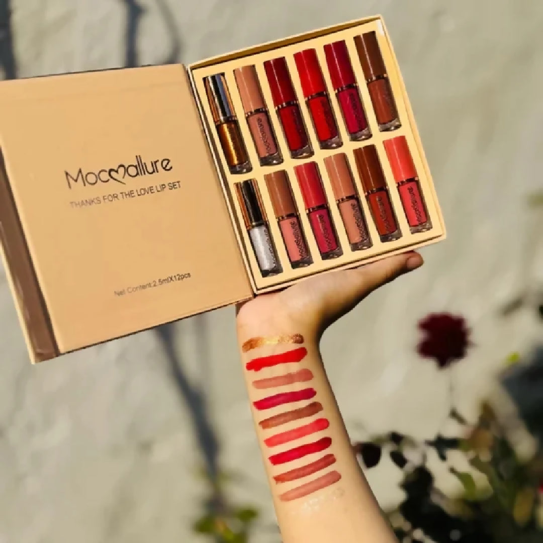 12 Pcs Mocallure Matte Liquid Lipstick Set High-Pigment Waterproof and Long-Lasting
