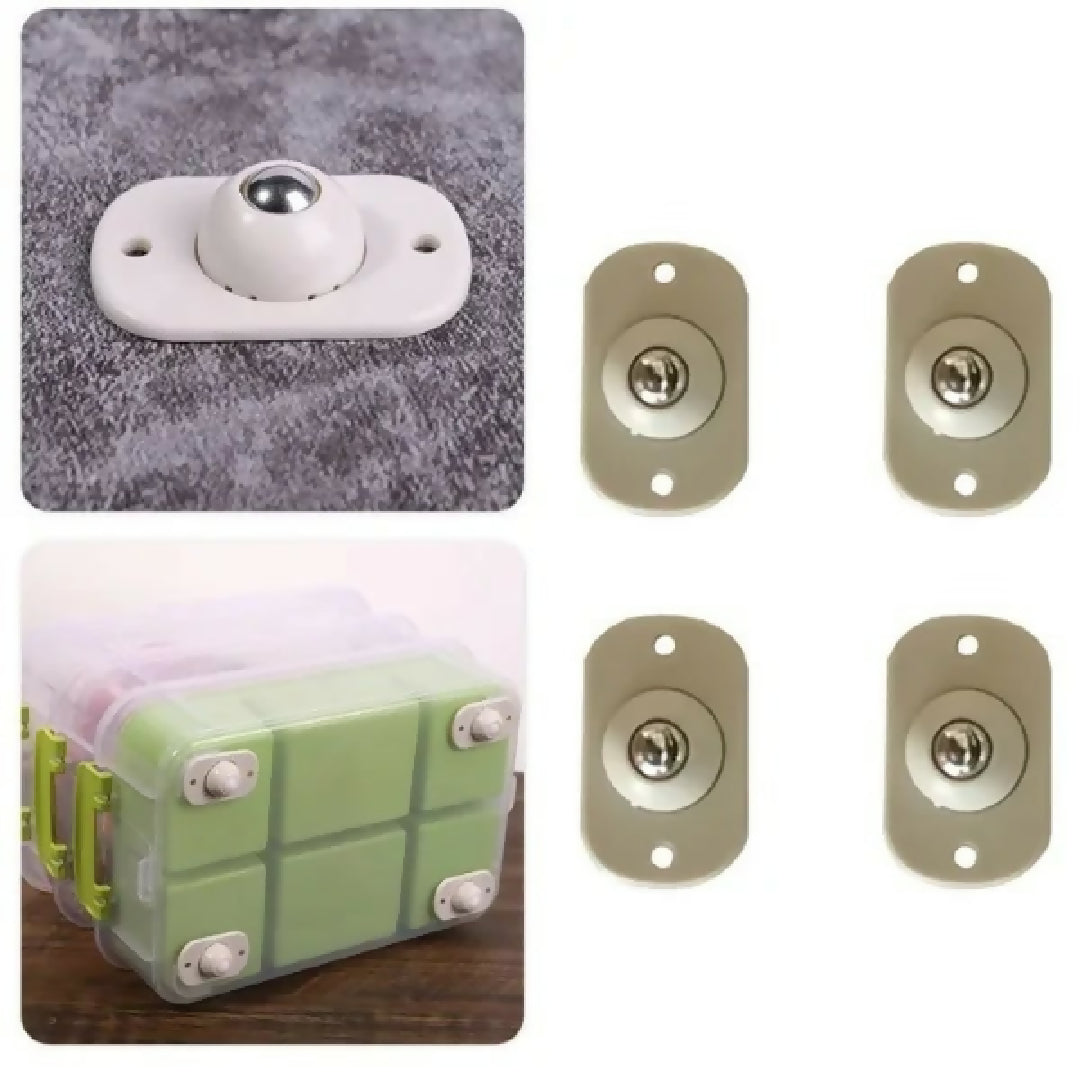Premium 4-Piece Stainless Steel Mini Swivel Caster Wheels - 360 Adhesive Rollers for Storage Bins Boxes and Small Furniture