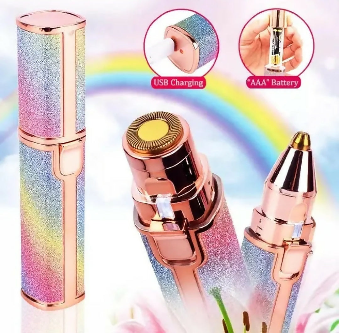 2-in-1 Rechargeable Eyebrow and Facial Hair Trimmer USB Electric Body Face Hair Remover for Women