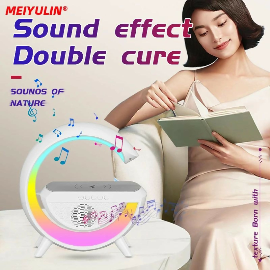 G Lamp Smart Bluetooth Speaker Wireless Fast Charger Station LED RGB Desk Light Support TF Card AUX For IPhone 14 13 Samsung Powerbank