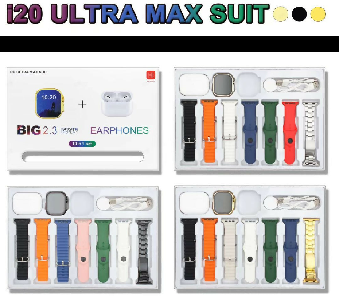 i20 Ultra Max SmartWatch 7 Free Wireless Earbuds Your All in One Smart Fitness And Communication Bundle