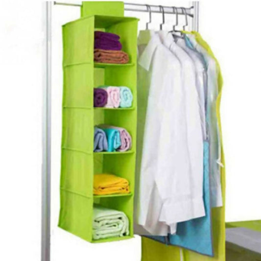 5 Shelf Clothes Hanging Organizers Pant Organizer Wardrobe Section Storage Closet Organiser random color