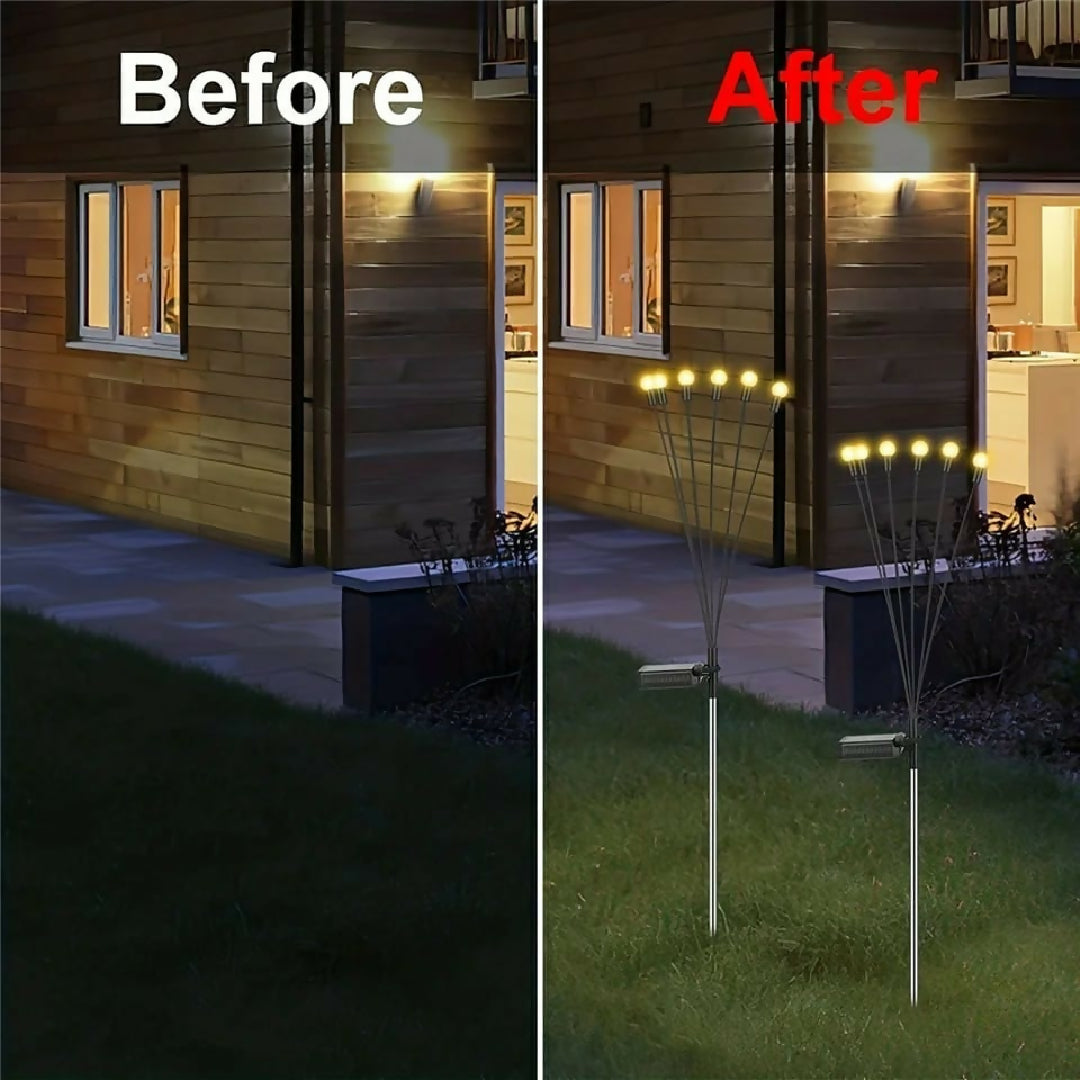 Garden Lights New Upgraded Solar Powered Firefly Lights Outdoor Waterproof Vibrant Decorative Lighting for Home Garden Warm Light