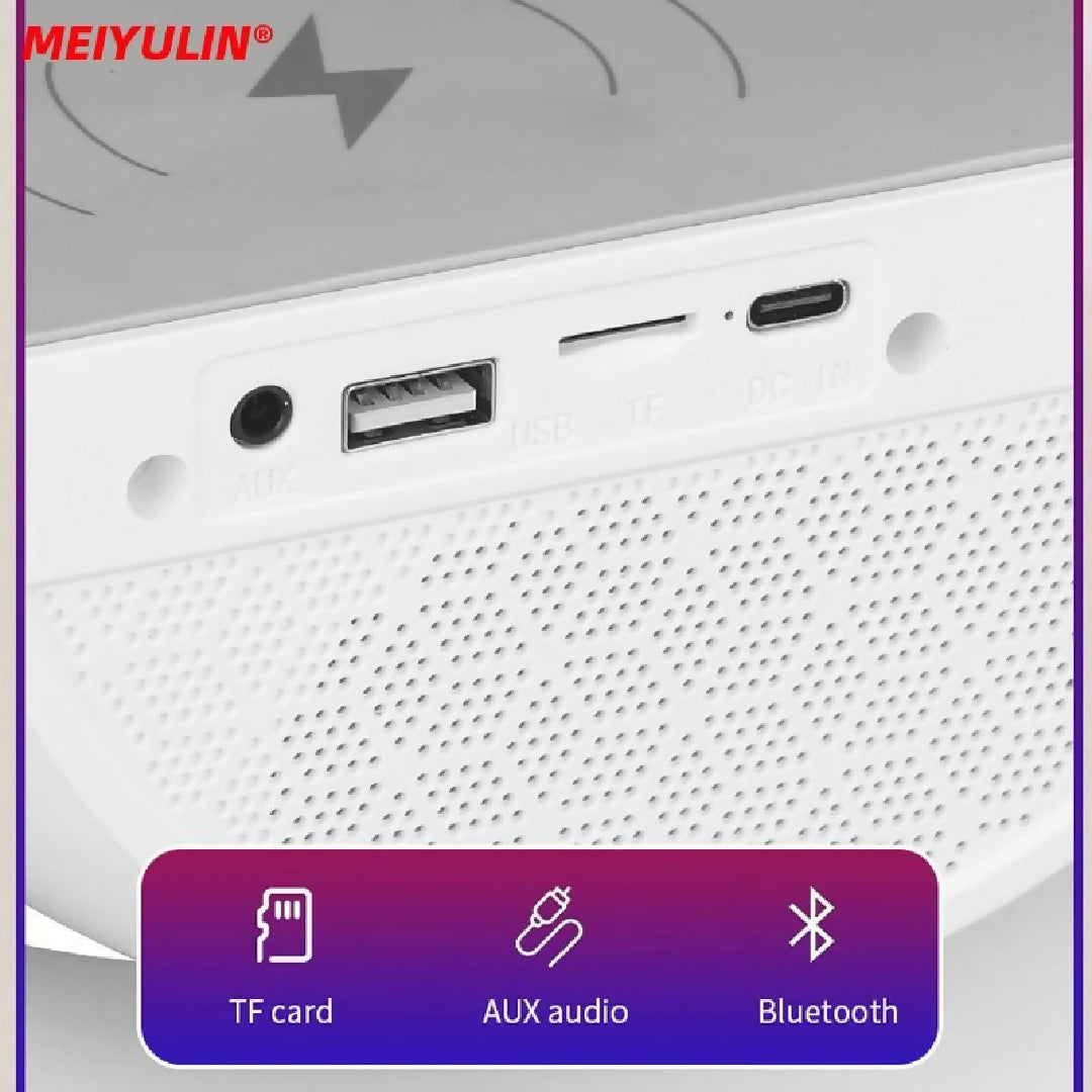 G Lamp Smart Bluetooth Speaker Wireless Fast Charger Station LED RGB Desk Light Support TF Card AUX For IPhone 14 13 Samsung Powerbank