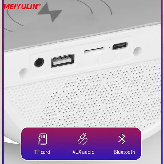 G Lamp Smart Bluetooth Speaker Wireless Fast Charger Station LED RGB Desk Light Support TF Card AUX For IPhone 14 13 Samsung Powerbank