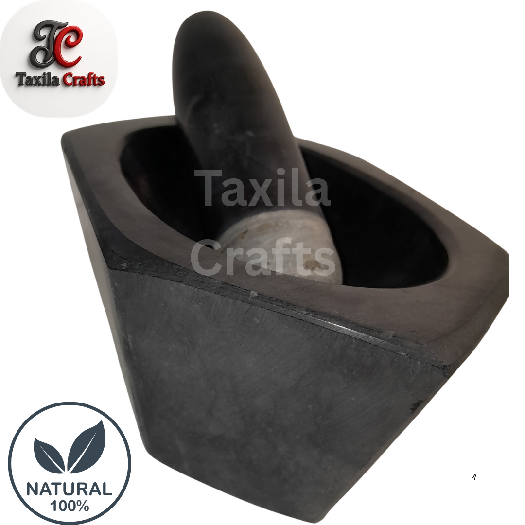 Taxila Crafts 8 Inch Taxila Hills Black Stone Kharal Chattu Watta Langri Danda Handmade