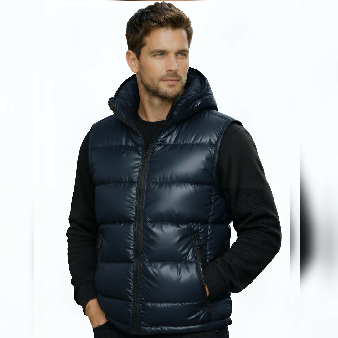 Men Premium Rubber Gold Puffer Jacket with Detachable Hood